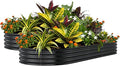 Garvee 2 Pack 8x4x1ft Galvanized Raised Garden Bed Kit, Oval Metal Planter Boxes with Anti-Cut Safety Edges, Rust-Resistant Deep Root Planters for Outdoor Vegetables, Flowers, Herbs, Gary