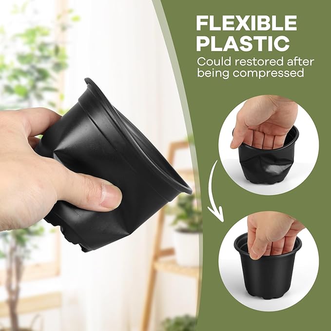 3 Inch Nursery Pots, 50 Packs Plastic Plant Pot with Drainage Hole, Seedling Starter Pots for Succulents (3 Inch)