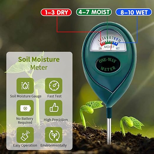Green Soil Moisture Meter, Soil Tester, Moisture Meter Plants, Soil Moisture Tester, Soil Water Tester for Plants, Plant Moisture Monitor, No Battery Needed