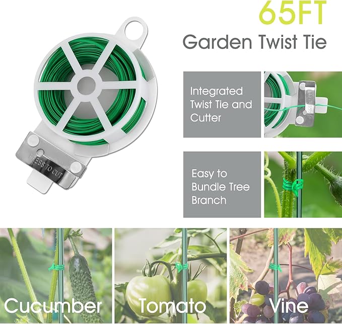 Cucumber Trellis for Raised Bed, Rifny 16.5 x 60 Inch Metal Trellis for Climbing Plants Outdoor with Plant Clips Twist Ties, Garden Plant A-Frame Trellis for Vegetable Pea Tomato (Green, 2 PCS)