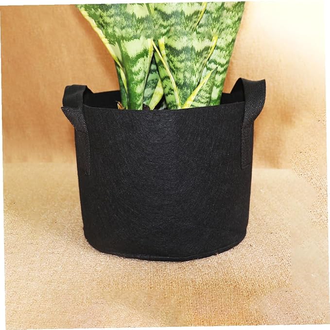 5pcs Non-Woven Plant Growing Bags with Handles, Breathable Flower Nursery Pots for Gardening and Seedling Cultivation, Thickened Black Fabric Grow Bags 25x20cm