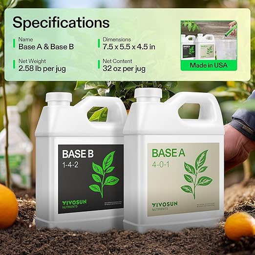 VIVOSUN Liquid Nutrients Base A & B Bundle, Grow Big Hydroponic Fertilizer, Supports Vegetative and Flowering Stages for Outdoor, Indoor Plants, Best Plant Food, Set of Quarts (Pack of 2)