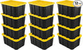 Sterilite 12 Pack Industrial Tote, Plastic Storage Container Bins with Lids, 27 Gallon - Heavy-Duty Organizing Containers for Closet, Bathroom, and Office