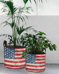 5 Gallon Grow Bags Planter Bag, Independence Day Vintage USA Flag Red Stripe Fabric Plant Pots with Handle,Flower Grow Bag for Vegetable Potato Tomato, Patriotic Star on Blue Gardening Bags