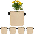 M METERXITY 5-Pack Plant Grow Bags 2 Gallon Grow Bags 300G Thickened Fabric Pots with Durable Handles Plant Garden Grow Pots for Fruits/Vegetables/Flowers/Plants [Khaki]