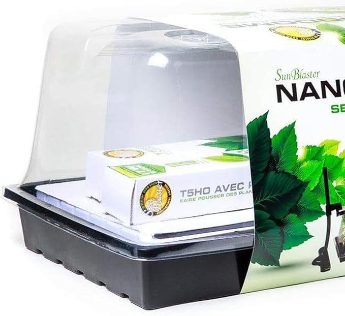 SunBlaster SL1600207 T5HO Mini Greenhouse Kit with Light Stand & Double-Thick Tray for Flowers, Herbs, and Veggie Seed Starting or Plant Propagation