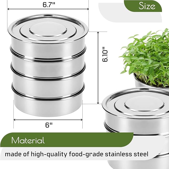 Killer's Instinct Outdoors 4 Layers Microgreens Growing Trays Kit - 6'' Diameter Plant Germination Trays 4-Tier Seed Sprouting Micro Greens Growing Sprouter for Seed Starting Plant Broccoli