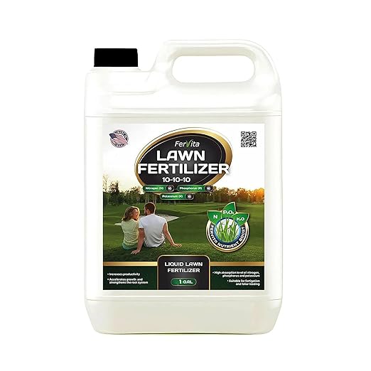 Liquid 10-10-10 Fertilizer for Lawn, Plants, Vegetables, Flowers - All Purpose Plant Food Outdoor & Indoor Plant Food - Balanced NPK Lawn Fertilizer with Nitrogen Potassium Phosphorus (1gal)