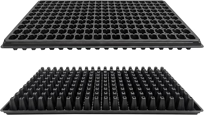 Gardzen 10 Pack 200 Cell Seed Starter Trays, 1.5" Deep Plug Tray for Seedlings, Durable Seedling Trays with Drainage Holes, Fit Standard 1020 Drip Tray