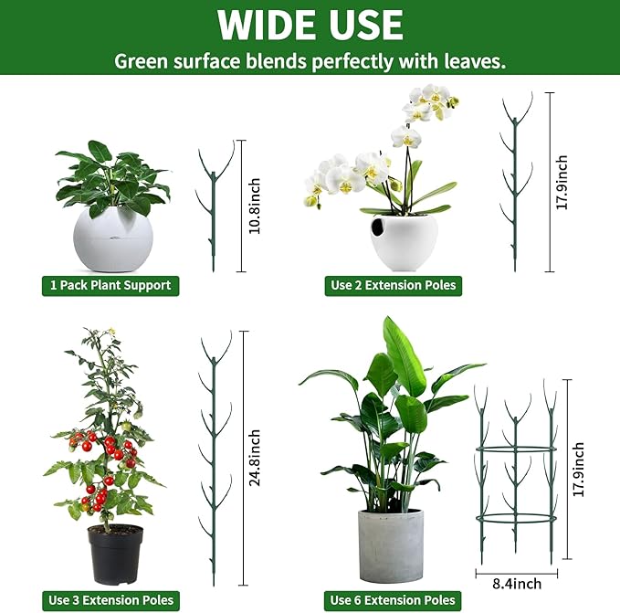 30Pcs Plant Stakes for Indoor Plants, Stackable Monstera Stake with Stem Supports & Garden Wire for Monstera, Pothos, Money Plant, Outdoor Plants