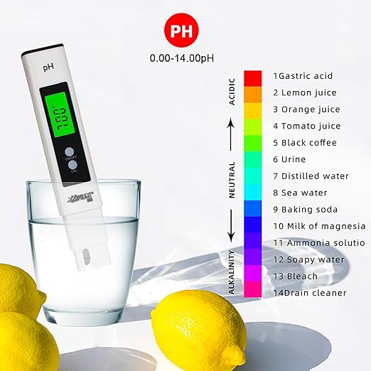 Digital PH Meter - High Accuracy Digital Water Quality Tester with 0-14 PH Measurement Range for Household Drinking, Pool and Aquarium with ATC