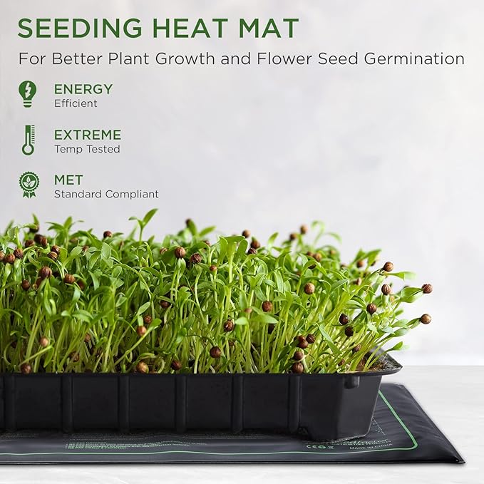Seedfactor MET Certified Seedling Heat Mat, Adjustable Temperature Waterproof Durable Germination Station Heat Mat, Warm Hydroponic Heating Pad for Indoor Home Gardening Seed Starter