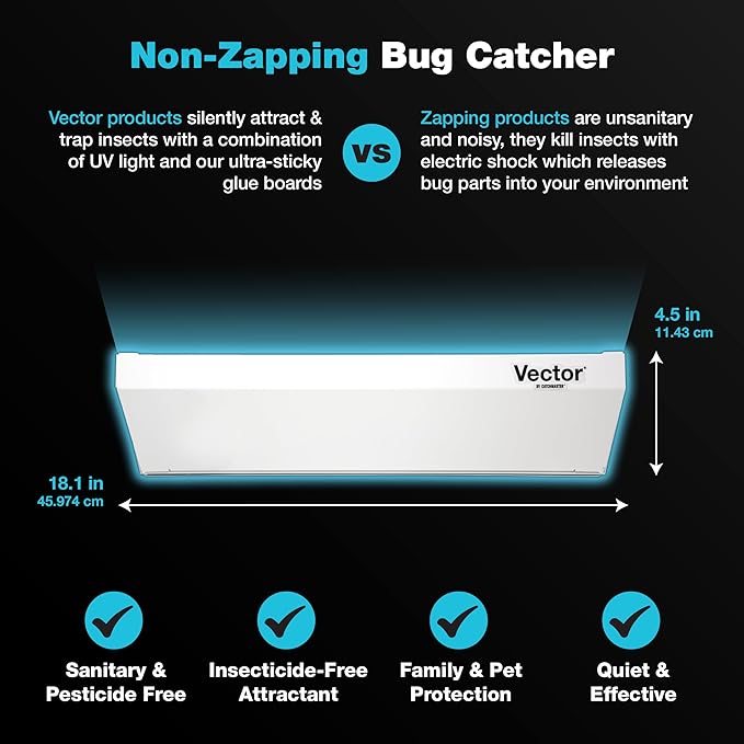 Catchmaster Vector Optima White, UV Light Fly Traps for Home, Gnat Traps for House Indoor, Shatterproof Bulbs, UV Lamp Insect Killer, Bug Catcher for Kitchen, Garage, & Warehouse