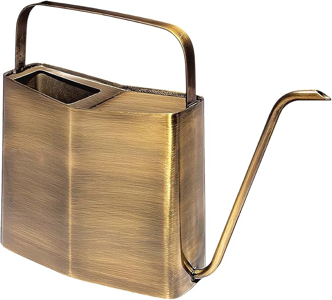 Modern Sprout Brass Finish Plant Watering Can - 3L Capacity - Long Spout Stainless Steel Vessel for Outdoor & Indoor Plants - Rust Resistant - Garden Accessory & Decorative Use - Gift for Mother's Day
