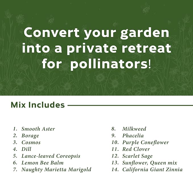 Botanical Interests Precious Pollinators Flower Mix Seed Shaker – Covers 800 sq ft, 14 Native Flowers & Herbs, Supports Pollinators, Annuals & Perennials, Eco-Friendly Recyclable Container