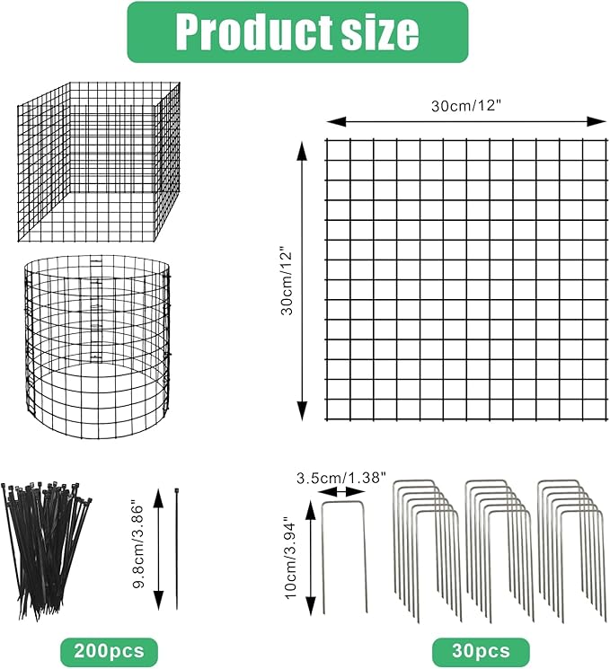 10 Pack Round Plant Protector from Animals, 30 Pcs 12 x 12 Metal Mesh to Keep Animals Out Wire Plant Protectors for Rabbits Chicken Duck Bunny Barricades for Garden Vegetable Flowers Protection