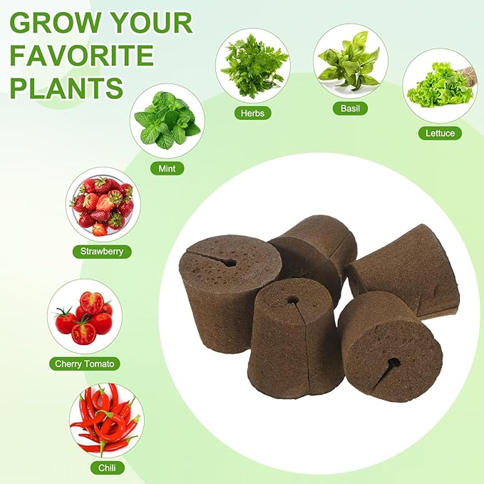 M METERXITY 5-Pack Grow Sponges, 3.1x2.4x2.8 Inch Replacement Root Growth Sponges Seed Pods for Plant Rooting/Seed Germination/Hydroponic Gardens System Supplies, Starter Plug for Seeds