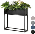 Cocoyard Metal Elevated Planter Box - 28" Raised Garden Bed with Legs for Indoor and Outdoor - Tall Rectangle Planter with Felt Liner, Drainage Holes and Plugs for Vegetables, Herbs and Flowers(Black)
