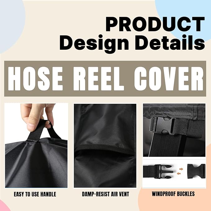 Hose Reel Box Cover,Waterproof Hoses Storage Boxes Covers for Metal Hose-Reel,Heavy Duty Garden Water Hose-Box Shield (24x24x19in,Black)