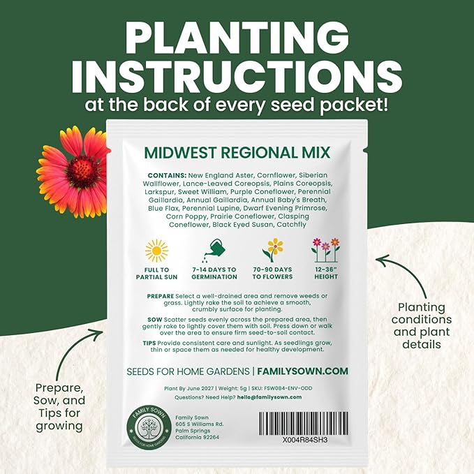 Midwest Regional Mix – 2,500 Seeds for Planting – 2026 Season – 5 Gram Pouch