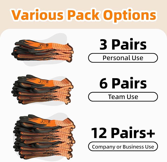 Schwer 24 Pairs Safety Work Gloves MicroFoam Nitrile Coated, Certified Level 6 Abrasion Resistant Gardening Gloves with MicroDot Grip, Touchscreen, General A1 Cut Resistant Glove, LT5619, S