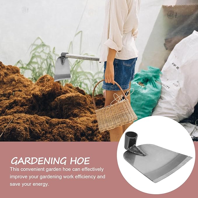 BESPORTBLE Stainless Steel Garden Hoe Head 7.67In Durable Hand Tool for Weeding Digging and Soil Loosening Outdoor Gardening Gadget