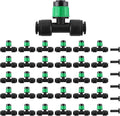 Kalolary 30Pcs Push-to-Fit Drip Irrigation Emitters for 1/4" Tubing, Adjustable 360 Degree Vortex Drip Emitters Irrigation Dripper Sprinklers with 6PCS End Plugs for Garden Irrigation System(Green)