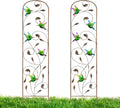 2 Pack Metal Garden Trellis with Colorful Hummingbird 60 Inch High Outdoor Decoration Arched Fence Trellis for Climbing Plants for Patio, Lawn, Yard, Backyard, Wall Brackets