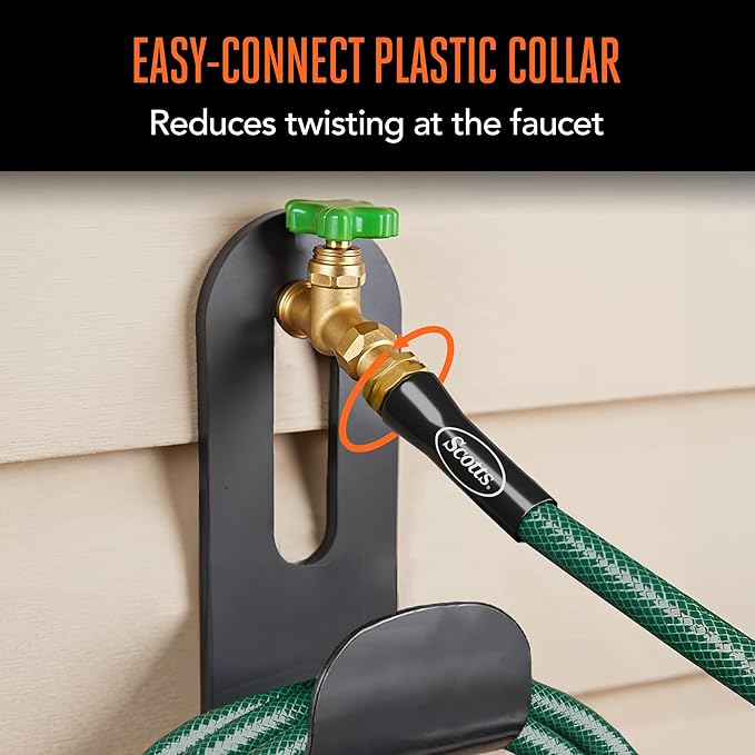 Scotts 25 ft. Garden Hose – 5/8 in. Diameter, 4-Ply Construction, 300 PSI, High-Pressure, Easy-to-Coil Water Hose with Crush-Resistant Couplings, Easy to Connect for Lawn and Garden Use