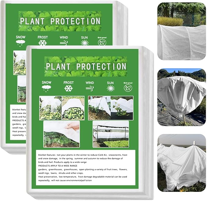 ZYNERY 2 Pack Plant Covers Freeze Protection, 1.2oz/yd² Frost Cloths for Outdoor Plants, Garden Cover Floating Row Covers, Plant Covers for Winter, Frost Blankets for Outdoor Plants - 10 x 33 Ft