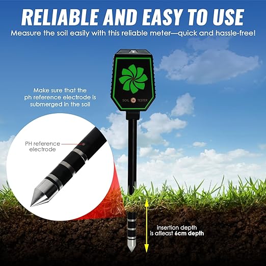 Soil Moisture Meter, 8-in-1 Bluetooth Soil Meter pH/EC/Fertility/Moisture/Salt/Light/Humidity/Temperature Monitoring with Data Logging and Calibration for Gardening, Farming, Indoor and Outdoor Plants