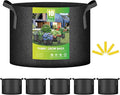 iPower 10 Gallon 5 Pack Grow Bags Nonwoven Fabric Pots Aeration Container with Strap Handles for Garden and Planting, 5-Pack Black, 10 Gallon
