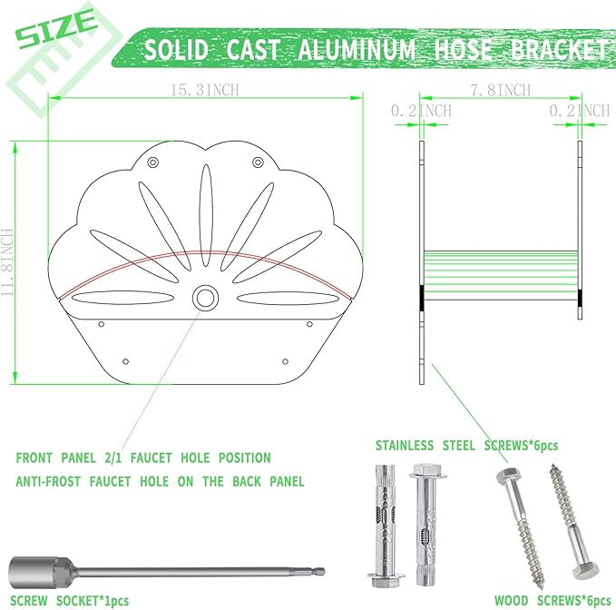 Hose Rack - Garden Hose Holder - Outdoor Hose Organizer - Aluminum Hose Rack - Weather-Resistant Outdoor Hose Storage - Wall-Mounted Hose Storage Solution (Black)