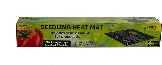 SUNPACK SunPad Lite 45W Seedling Heating Mat, Black, 20.75" x 20.75" - Made for Propagating Seedlings and Cuttings, Ideal for Greenhouses and Indoor Gardening
