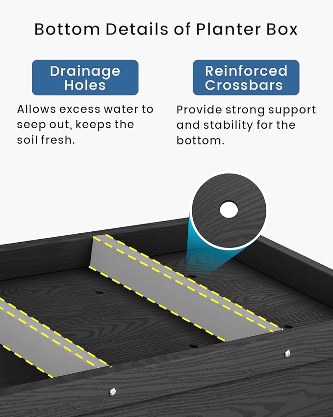 HDPE Raised Garden Bed with Legs, Outdoor All-Weather Elevated Planter Box Raised Beds for Seeds, Herb, Flower, Vegetable (Black)