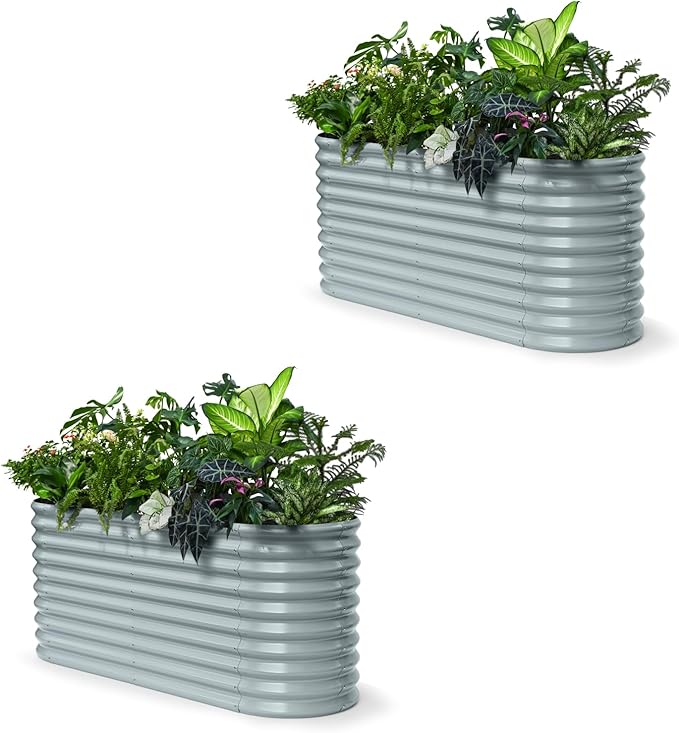 2-Pack 30" Extra Tall Galvanized Raised Garden Bed, 6x2x2.5 ft Metal Planters for Outdoor Plants, Heavy Duty Flower Bed for Vegetable, Garden Bed Outdoor Large Planter Box - Brooklyn Grey