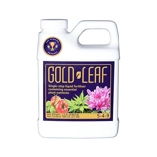 16.9 fl oz (500ml) Gold Leaf All-in-One Liquid Fertilizer | pH Balanced, Dechlorinates, No Additives Needed | Soil, Hydroponics, Coco | Complete Plant Food | Indoor & Outdoor, Tomatoes & Houseplants