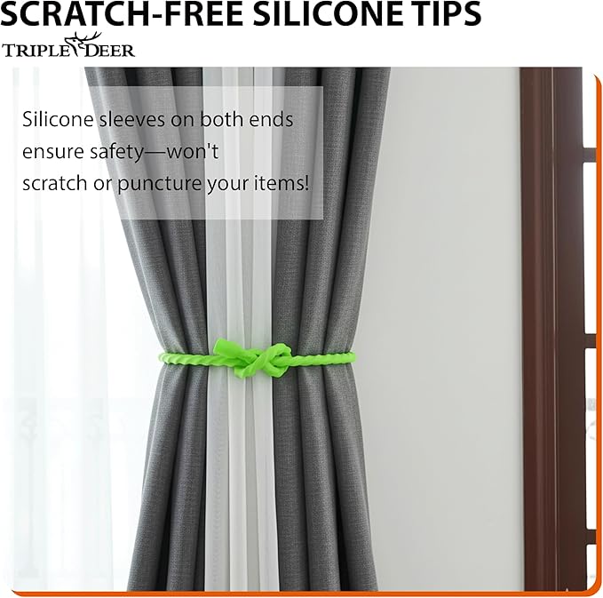 TRIPLE DEER 4Pcs 18-Inch Silicone Cable Ties Colorful Reusable Steel-Core Silicone Twist Gear Tie Straps for Bundling and Organizing, Bendable Holder Strap for Indoor and Out All Purpose, Black