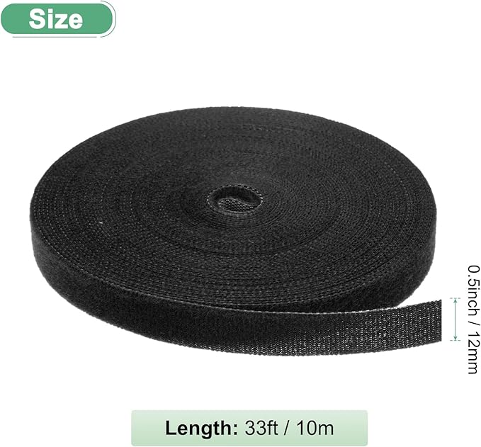 1-Roll Garden Plant Tape, 33 ft x 0.5 in Garden Hook and Loop Plant Ties Multi-Purpose Use Adjustable and Reusable Twist Wire Tape for Plants/Flowers/Vines [Black]