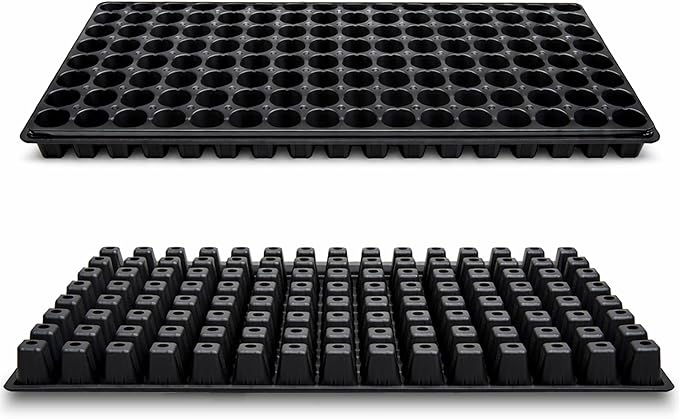 Gardzen 10 Pack 128 Cell Seed Starter Trays, 1.5" Deep Plug Tray for Seedlings, Durable Seedling Trays with Drainage Holes, Fit Standard 1020 Drip Tray