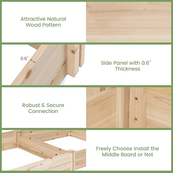 Raised Garden Bed with 3 Trellises, 2 Large Wooden Planter Boxes with Trellis for Vine Climbing Plants Flowers, Modular Design for Outdoor Garden Patio Backyard, 88"L x 45"W x 43"H, Natural