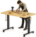 FLEXISPOT Electric Adjustable Workbench, 48x30 Inches Ergonomic Worktable with Wheels for Garage, Workshop, Office and Home, Spacious Desktop for Woodworking Sewing and Crafts, Maple, 3 Packages