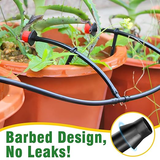 250-Piece Drip Irrigation Fittings Kit for 1/4" Tubing, Complete Set of Barbed Connectors for Drip System Setup (Nozzles, Nozzle Tees, Single Barbs, Couplings, Tees, Elbows, Plugs, Crosses)