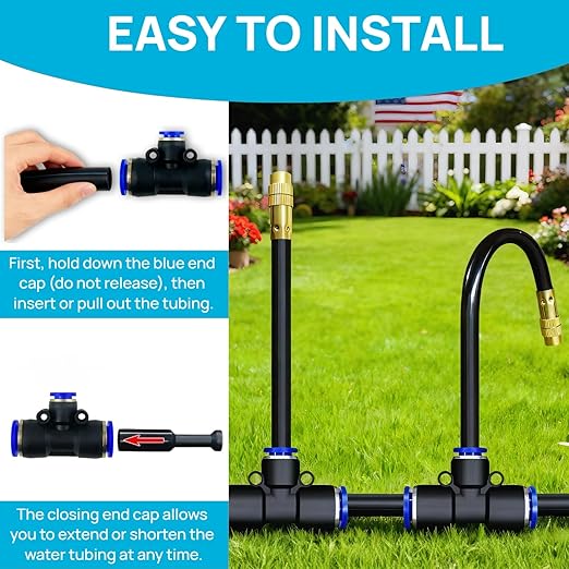 360° Adjustable Drip Irrigation System - 50FT 15/32inch Hose, High Water Flow，No Drying Out，Garden Watering Atomizing System with 16 Copper Nozzles，Suitable for Gardens, patios, Plants, Farms