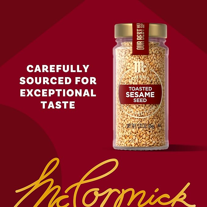McCormick Gourmet Collection Toasted Sesame Seed, Non GMO, Kosher, Our Best Herbs & Spices, Toasty Flavor, Golden Color, Elevate Stir-Fry, Sushi, Rice, Salmon, Baked Goods, Salad & More, 1.62 oz