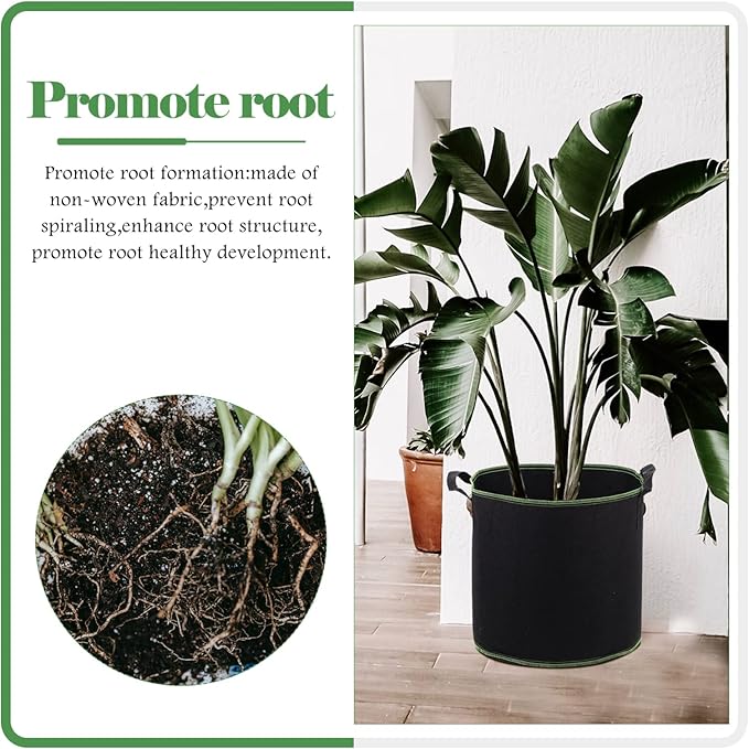 DOITOOL 5 Pack Plant Grow Bags 11.4 Inch Nonwoven Fabric Seedling Pots with Drainage for Vegetable Flower Garden Nursery Use