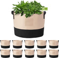 LITLANDSTAR 15 Gallon Fabric Grow Bags, 10 Pack Heavy Duty Thickened Nonwoven Plant Grow Bags with Handles and Label Bags, Fabric Plant Pots for Growing Vegetables Flowers Herbs (Black Mixed Camel)