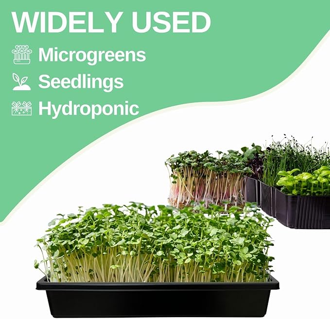 Heavy-Duty Extra Thick Seed Starting Trays 10 Pack, Reusable Microgreens Growing & Germination Trays, Durable Fodder Flats for Plants & Seedlings, No Leakage, No Holes, 15 x 11 x 2.5 Inches