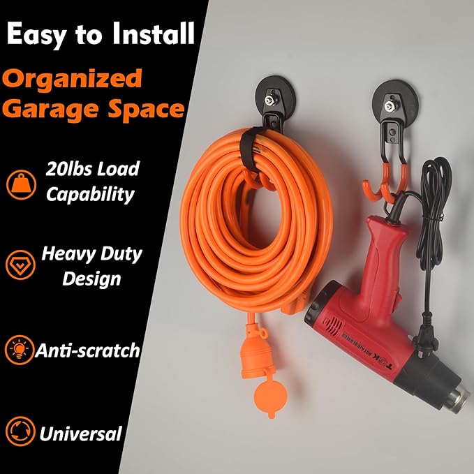 MUTUACTOR Updated Strong Magnet Hooks,20lbs Anti-Scratch Heavy Duty Magnetic Garage Hooks,2PCS Double Storage J-Hooks with Magnetic for Organizing Garden Hose Electric Cables Shovels