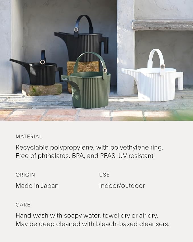 Hachiman Large Watering Can - 5 L Plant Watering Can with Widened Spout for Indoor and Outdoor Plants - Hands-Free Filling - 15" × 7.2" - Black